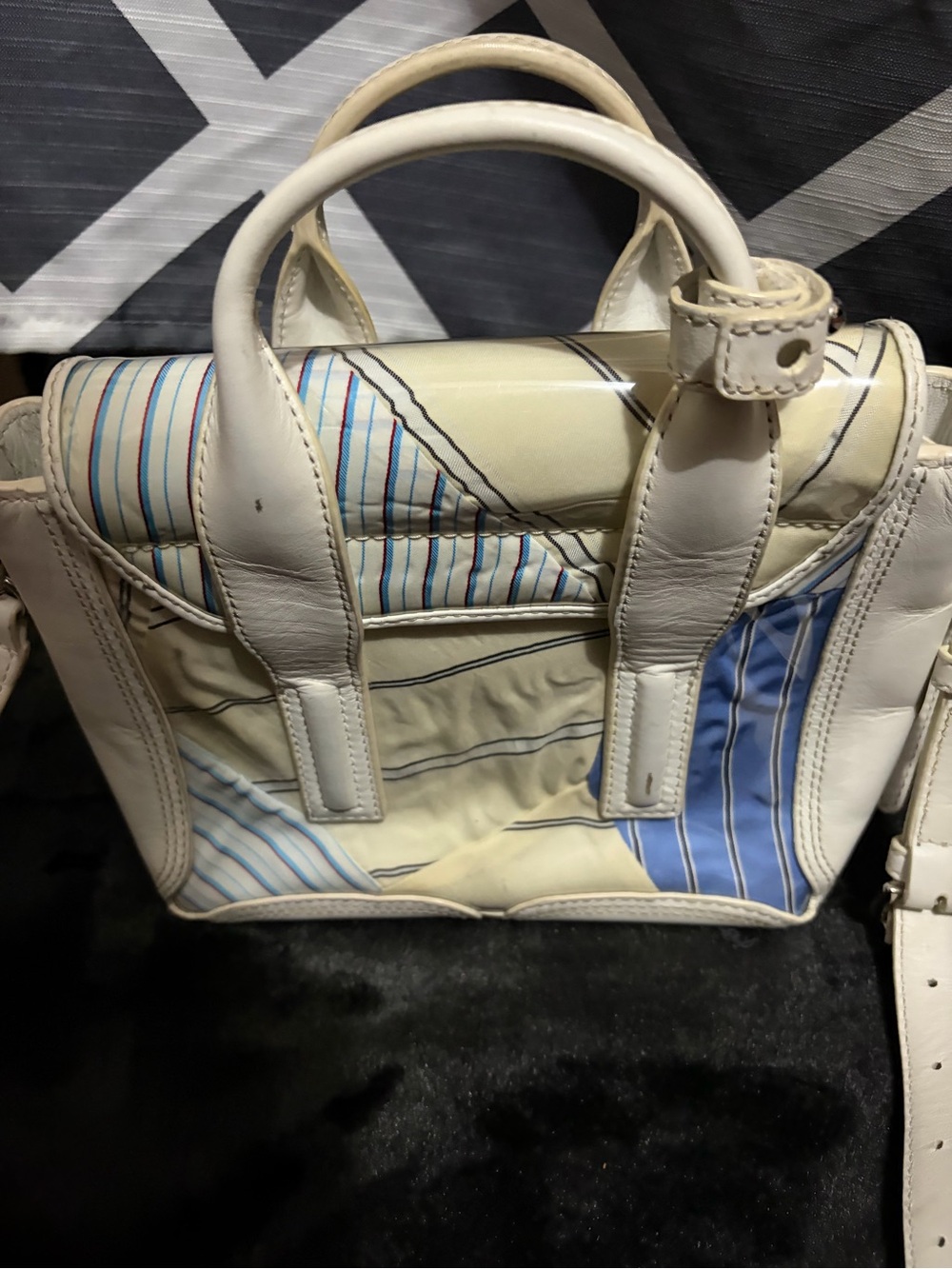 Phillip Lim Striped Shirting Cotton, PVC & Leather Pashli Mini Satchel Bag - Picture 9 of 12